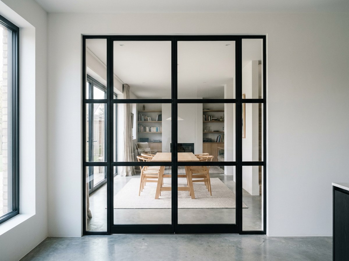 Steel doors, closed
